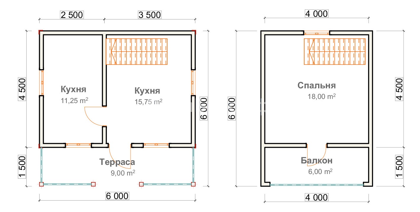 Каркасный дом 6х6, проект дома 